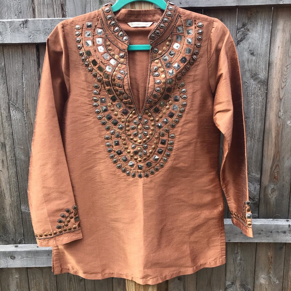 Soft Surroundings Beaded Copper Holiday Tunic